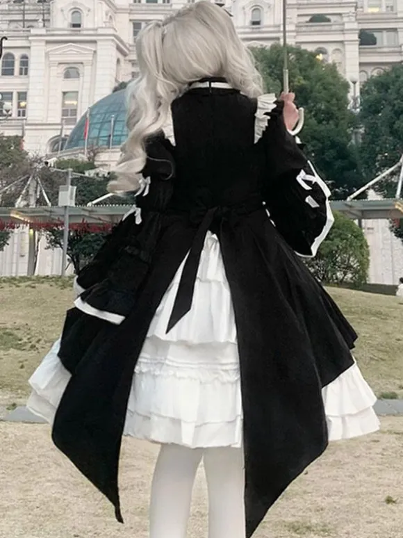 Gothic Lolita Dresses Ruffles Lace Up Black