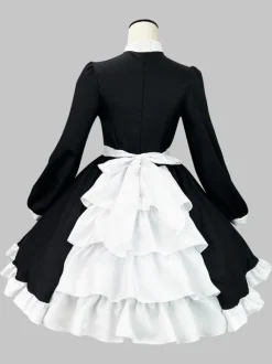 Gothic Lolita Dresses Ruffles British Maid Long Sleeve Costume