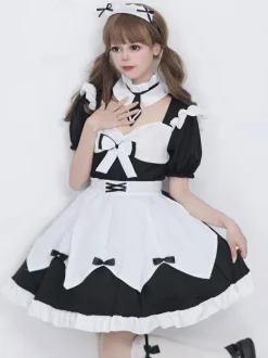 Gothic Lolita Dresses Ruffles Bows Black Black