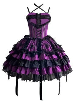 Gothic Lolita Dresses Tokisaki Kurumi Ruffles Lace Slip Dress