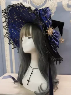 Gothic Lolita Hat Pink Bows Ruffles Accessory Lace Polyester Lolita Accessories