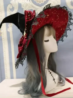 Gothic Lolita Hat Pink Bows Ruffles Accessory Lace Polyester Lolita Accessories