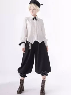 Gothic Lolita Ouji Fashion Bows Long Sleeves Blouse Shirt