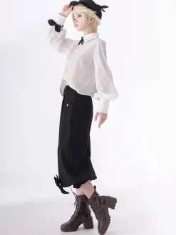 Gothic Lolita Ouji Fashion Bows Long Sleeves Blouse Shirt