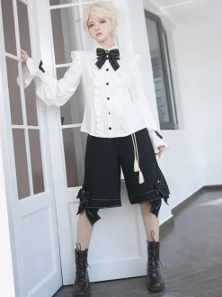 Gothic Lolita Ouji Fashion Long Sleeves Bows Ruffles Shirt