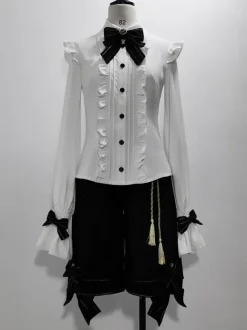 Gothic Lolita Ouji Fashion Long Sleeves Bows Ruffles Shirt