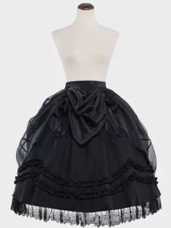 Gothic Lolita Skirt Black Bows Ruffles Lolita Skirts