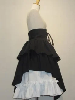Gothic Lolita Skirt SK Cotton Lace Up Ruffles Pleated Black Lolita Skirt