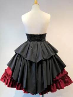 Gothic Lolita Skirt SK Cotton Lace Up Ruffles Pleated Black Lolita Skirt