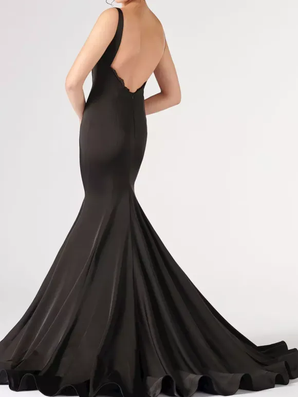 Gothic Black Wedding Dresses Mermaid Sleeveless Backless Zipper Lace With Train Bridal Gown Free Customization