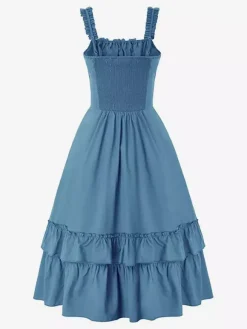 Gothic Corset Dresses Women Victorian Renaissance Dress Ruffled Medieval Gown Sleeveless Suspender Dresses Waist Dress
