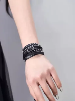 Gothic Lolita Accessories Black Rivets PU Leather Accessory Miscellaneous