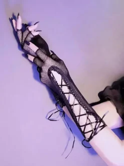 Gothic Lolita Accessories Black Ruffles Oversleeves Polyester Miscellaneous