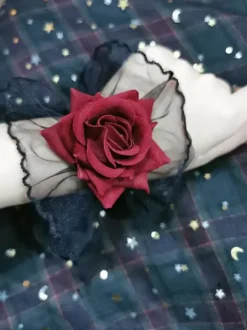 Gothic Lolita Accessories Black Flowers Ruffles Oversleeves Miscellaneous