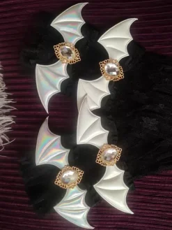 Gothic Lolita Accessories Black Lace Rhinestones Ruffles Oversleeves Miscellaneous
