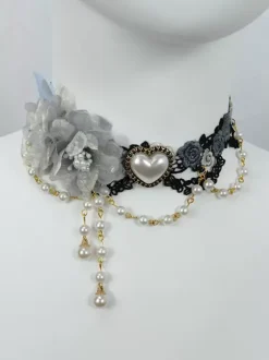 Gothic Lolita Accessories Light Pink Chains Pearls Choker Miscellaneous
