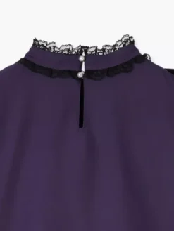 Gothic Lolita Blouses Lolita Top Purple Long Sleeves Lace Ruffles Color Block Lolita Shirt