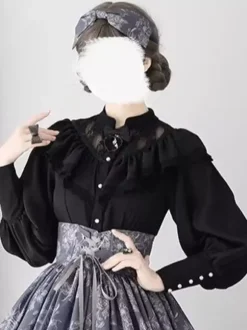 Gothic Lolita Blouses Ruffles Lace Long Sleeves Blouse Lolita Top Lace Ecru White Lolita Shirt