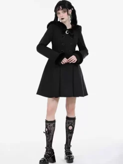 Gothic Lolita Coats Black Polyester Overcoat Coat Fall Lolita Outwears