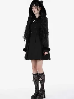 Gothic Lolita Coats Black Polyester Overcoat Coat Fall Lolita Outwears