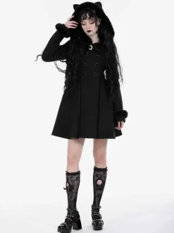 Gothic Lolita Coats Black Polyester Overcoat Coat Fall Lolita Outwears