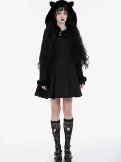 Gothic Lolita Coats Black Polyester Overcoat Coat Fall Lolita Outwears
