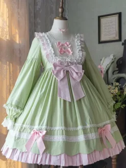 Gothic Lolita Dresses Bows Ruffles Black Green