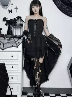Gothic Lolita Dresses Lace Ruffles Black Black