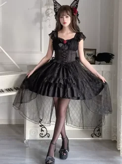 Gothic Lolita Dresses Rose Lace Black Black