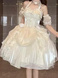 Gothic Lolita Dresses Ruffles Bows Black JSK Gorgeous French Romantic Lolita Princess Dress