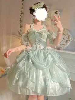 Gothic Lolita Dresses Ruffles Bows Black JSK Gorgeous French Romantic Lolita Princess Dress