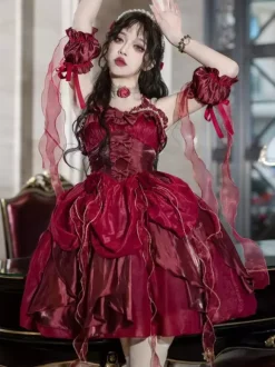 Gothic Lolita Dresses Ruffles Bows Black JSK Gorgeous French Romantic Lolita Princess Dress