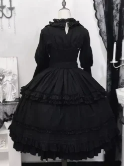 Gothic Lolita Dresses Ruffles Bows Black Black