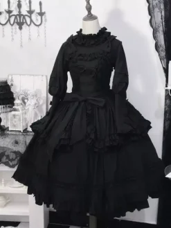 Gothic Lolita Dresses Ruffles Bows Black Black