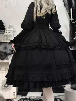 Gothic Lolita Dresses Ruffles Bows Black Black
