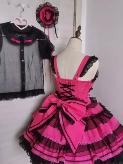 Gothic Lolita Dresses Ruffles Polka Dot Rose Green