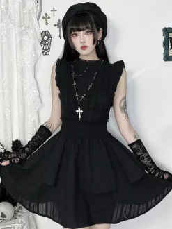 Gothic Lolita Dresses Ruffles Lace Black Dress