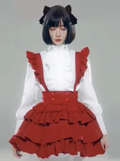 Gothic Lolita Dresses Ruffles Red Red