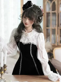 Gothic Lolita Dresses Ruffles Black Black