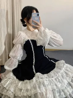 Gothic Lolita Dresses Ruffles Black Black
