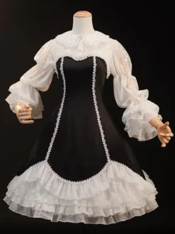Gothic Lolita Dresses Ruffles Black Black