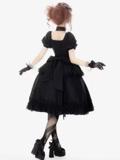 Gothic Lolita Dresses Ruffles Rose Black Black