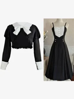 Gothic Lolita Dresses Ruffles Pleated Black