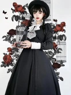 Gothic Lolita Dresses Ruffles Pleated Black