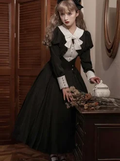 Gothic Lolita Dresses Ruffles Pleated Black