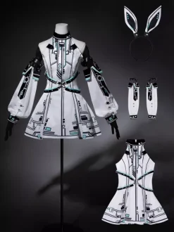 Gothic Lolita Dress Future Battle Princess Punk Tech Style JSK With Headpiece And Arm Sleeves