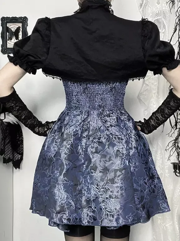Gothic Lolita Floral Pattern Slip Dress And Lace Smock Set Cosplay Suit