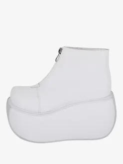 Gothic Lolita Footwear White Metal Details Metallic PU Leather Wedge Heel Lolita Pumps