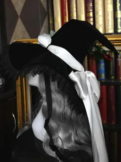 Gothic Lolita Hat Bows Lace Accessory Lace Bow Polyester Purple Lolita Witch Hat