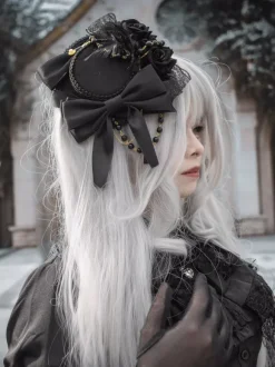 Gothic Lolita Hat Chains Pearls Accessory Polyester Burgundy Lolita Accessories